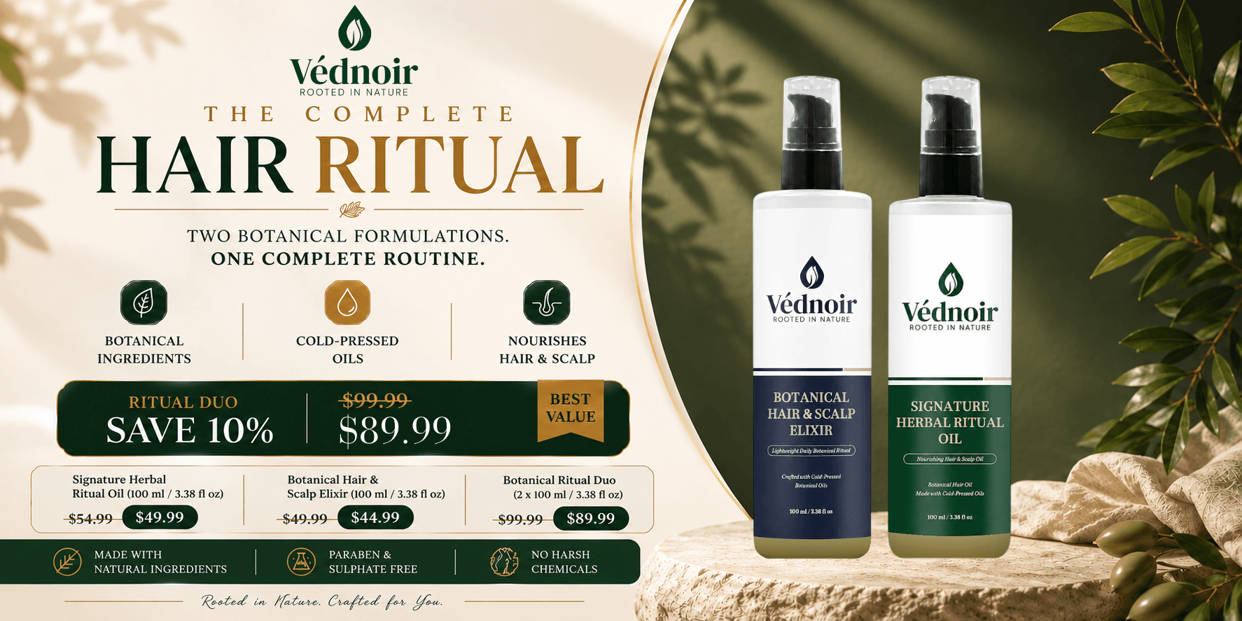 VÉDNOIR botanical hair ritual