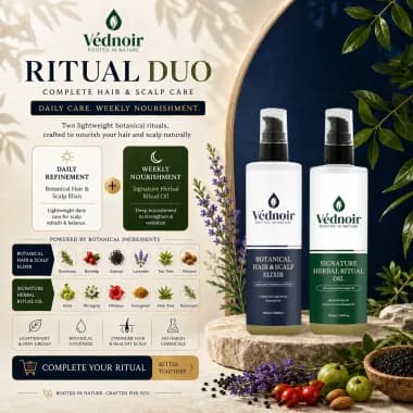 VÉDNOIR Ritual Duo — Signature Herbal Ritual Oil and Botanical Hair & Scalp Elixir