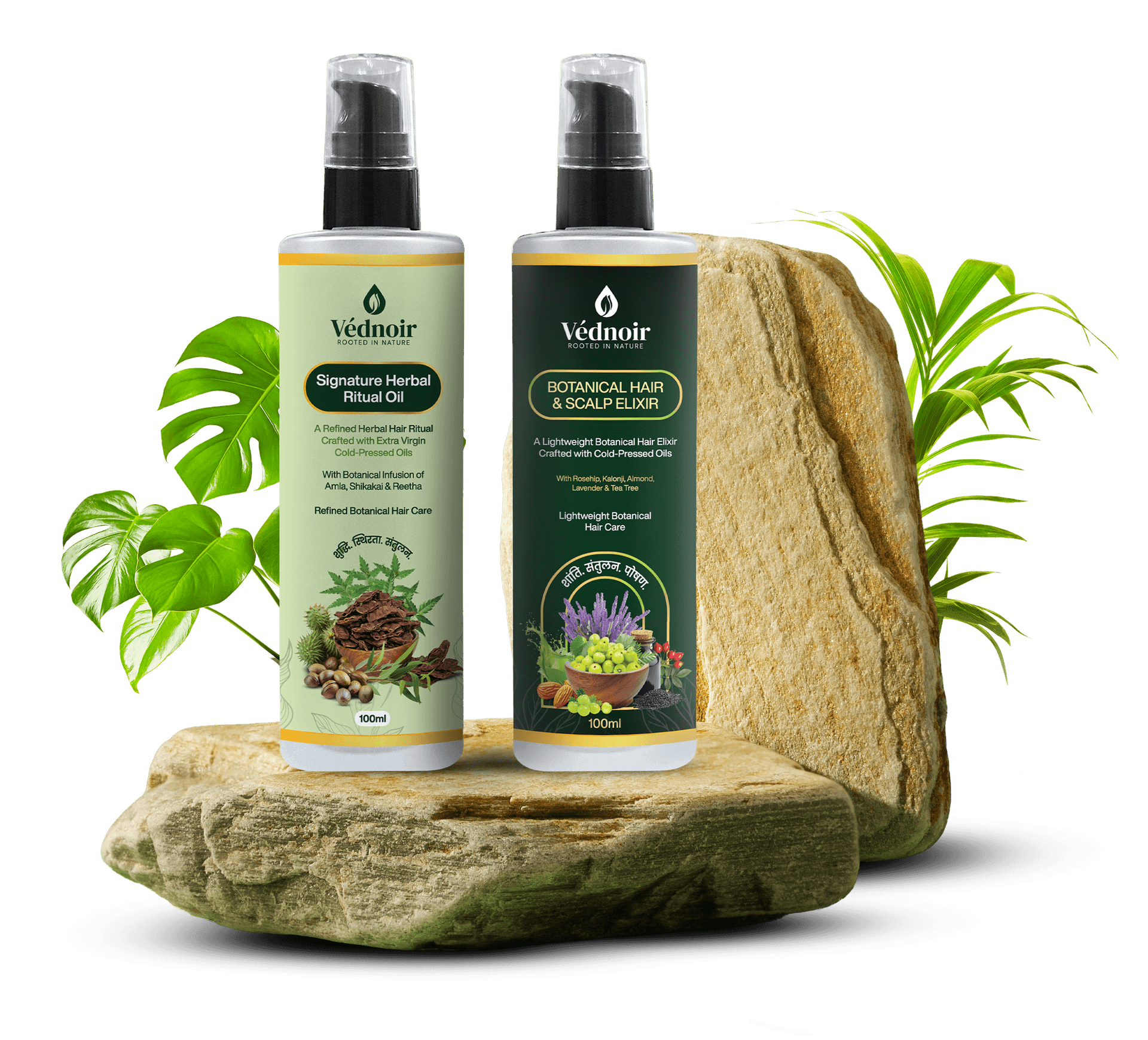 VÉDNOIR Botanical Ritual Duo — Signature Herbal Ritual Oil and Botanical Hair & Scalp Elixir